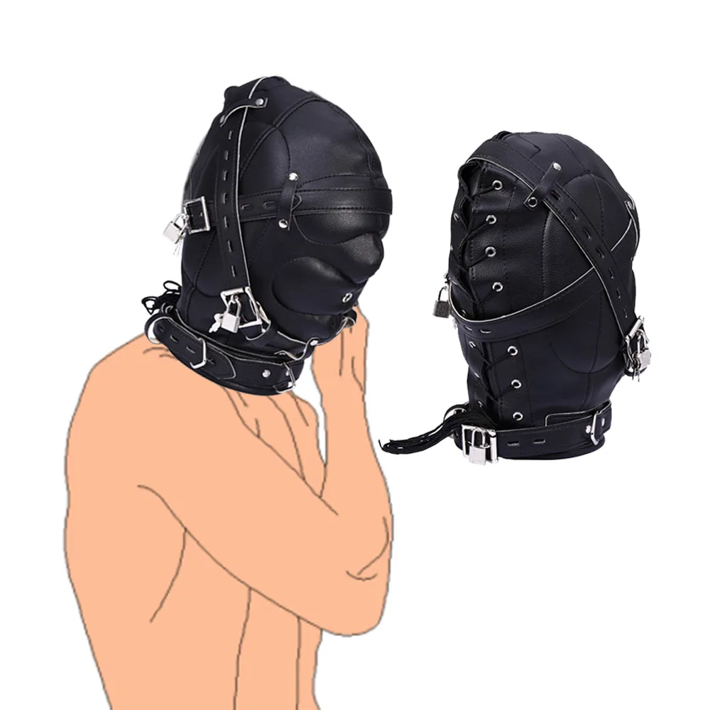 Bdsm маска с завязанными глазами капюшон из искусственной кожи головной убор