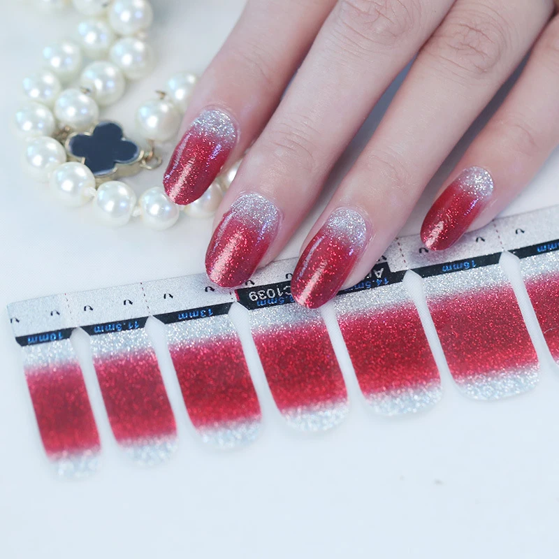 Новинка 2019 1 шт. блестящий порошок градиентный цвет наклейка для ногтей полное