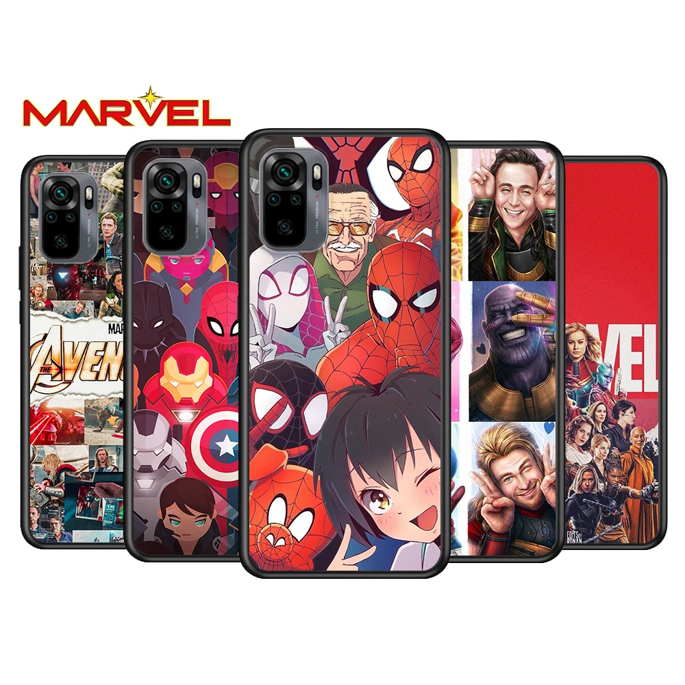 

Marvel Hero Spider-Man for Xiaomi Redmi Note 10 10S 9 9T 9S 9Pro Max 8T 8Pro 8 7 6 5 Pro 5A 4X 4 Soft Black Phone Case