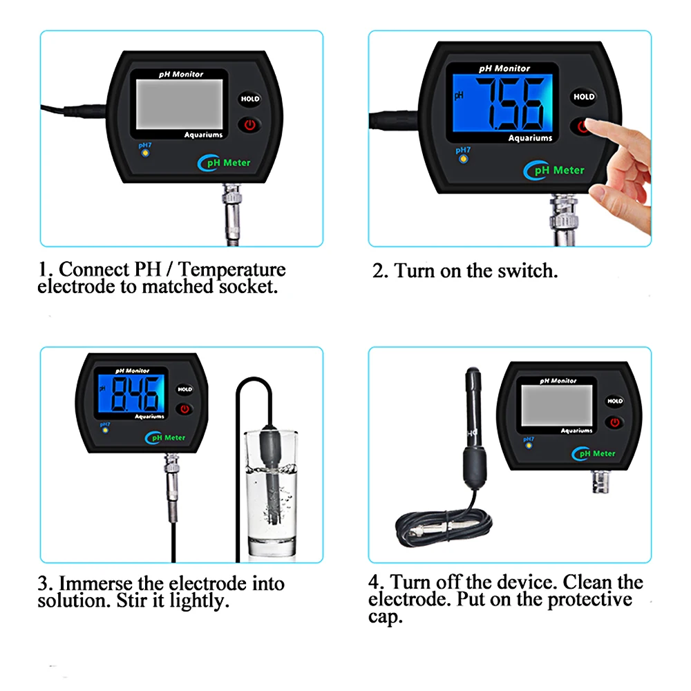 Digital PH Meter Tester Durable Acidimeter Tool Temp Water Quality Monitor Waterproof With Temperature Compensation ATC Function |