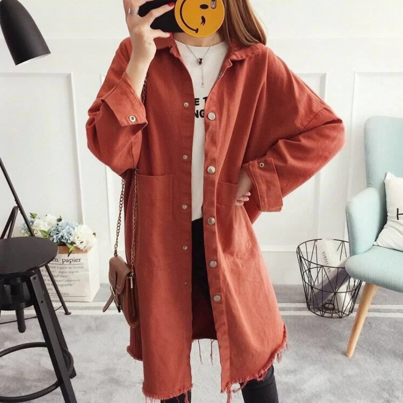 

Women Autumn Winter Harajuku Trench Coat Long Sleeve Casual Outerwear Single Breasted Loose Elegant Jacket Fashion Windbreaker