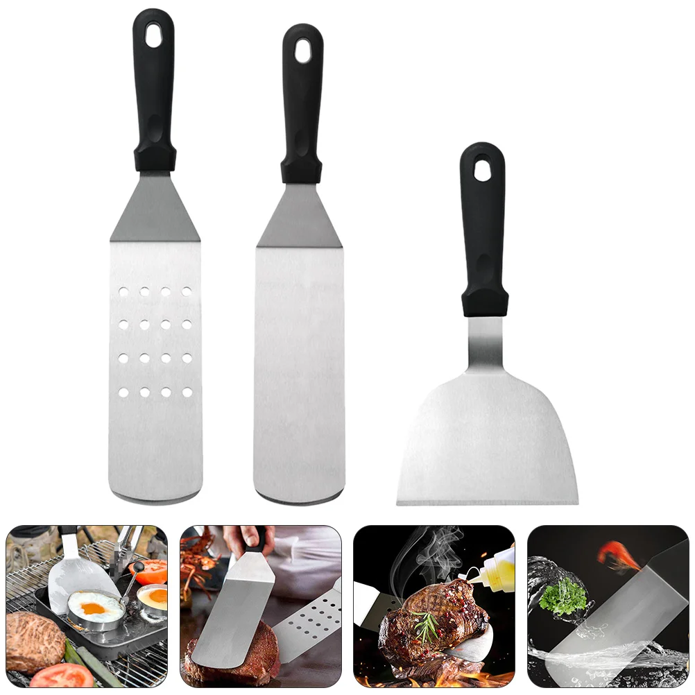 

3pcs Frying Spatulas Multi-functional Steak Spatula Cooking Shovels (Black)