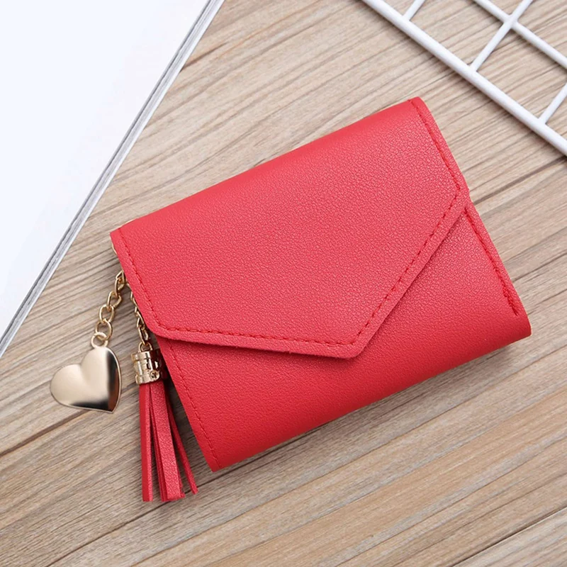 

2x Short Wallet Ladies Wallet Tassel Buckle Coin Purse Card Holder Female Hand Money Bag PU Leather Ladies Wallet 3 & 1