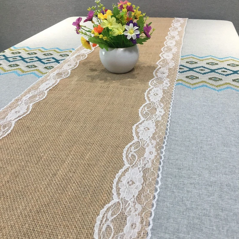 Винтажный льняной настольный бегун натуральные бегуны из мешковины для