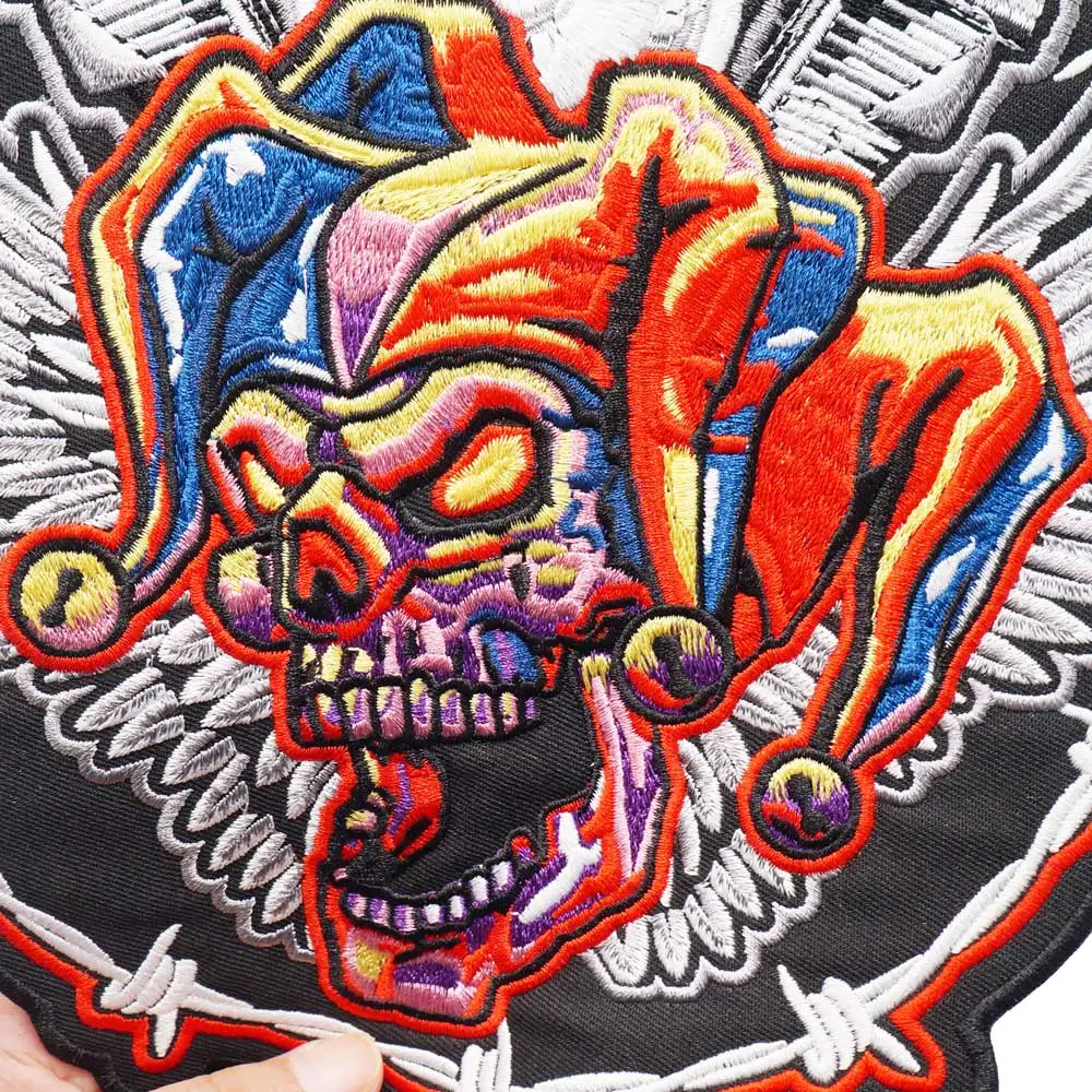 Большой клоун сердце череп крылья вышитые Панк байкерские нашивки Одежда