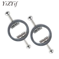 2pcs non piercings nipple shields rings circle clamps nail plate breast clamps with internal spike sexy body breast jewelry gift