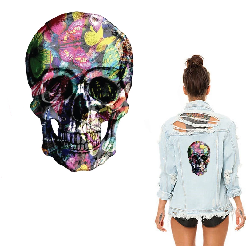 Цветочные нашивки с черепом наклейки для одежды моющиеся аксессуары сделай сам