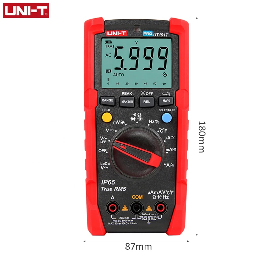 

UNI-T Digital Multimeter Set UT191T UT191E True RMS Auto Range 6000 Count DMM 20A Ammeter 600V Volt ACV Tester