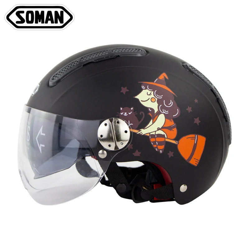 Motorcycle Helmets Electric Bicycle Helmet Open Face Dual Lens Visors Children Kids Summer Scooter Motorbike Bike riding Helmet