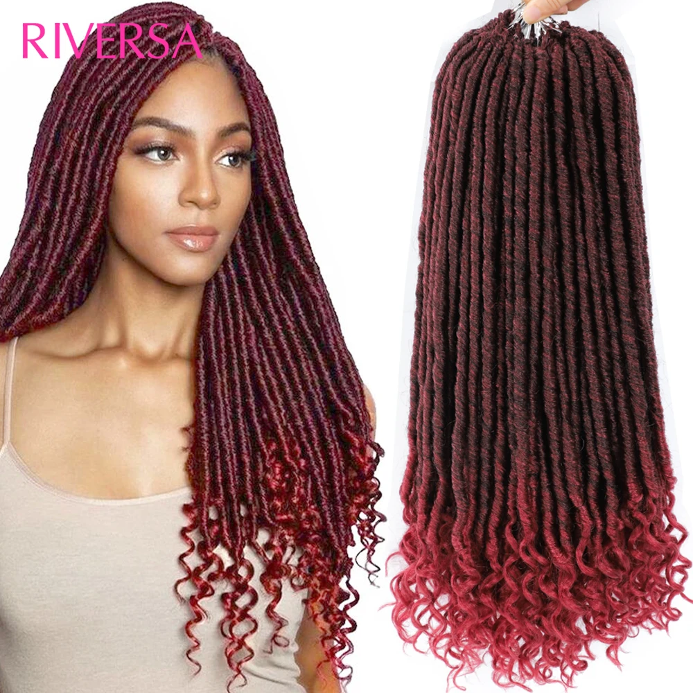 

Ombre Goddess Faux Locs Crochet Hair Goddess Locs with Curly Ends 20Inch Synthetic Crochet Braiding Hair meche cheveux a tresser
