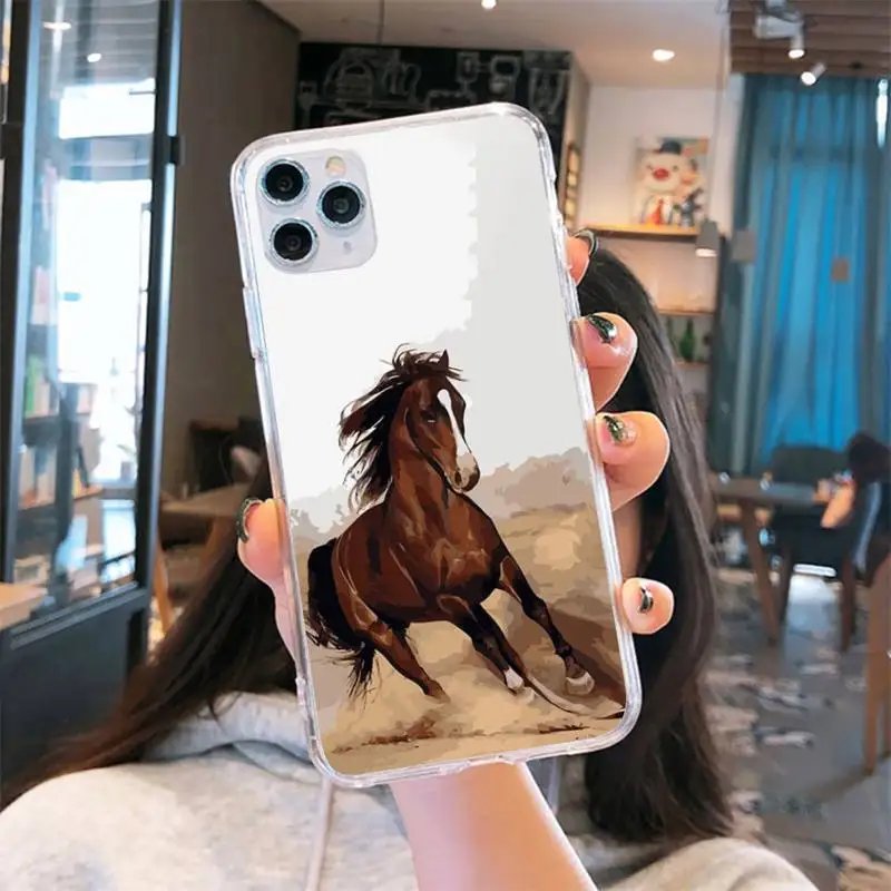 

Horse galloping Horse Phone Case Transparent for iPhone 6 7 8 11 12 s mini pro X XS XR MAX Plus