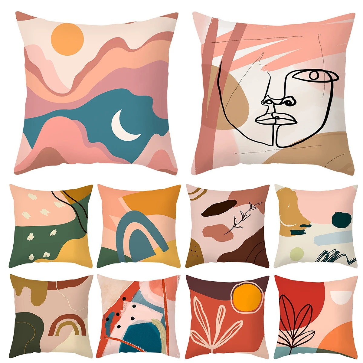 45x45CM Simple Abstract Leaves Printed Decorative Pillowcase Polyester Throw Pillow Case Sofa Cushion Cover Home Pillowcover - купить по