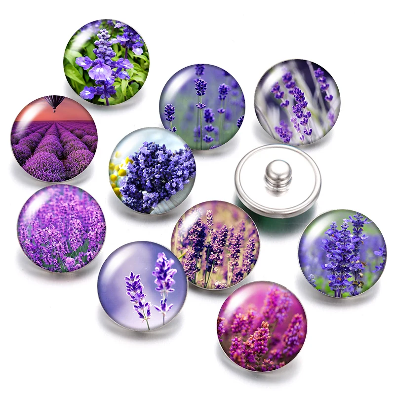 Цветы лаванда суккуленты розы 18 мм кнопки 10 шт. Смешанные Круглые Стеклянные