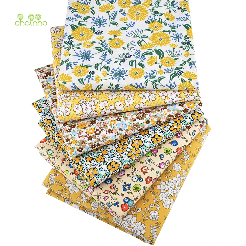 Chainho 6 шт./лот поплин с цветочным принтом Лоскутная Ткань простая