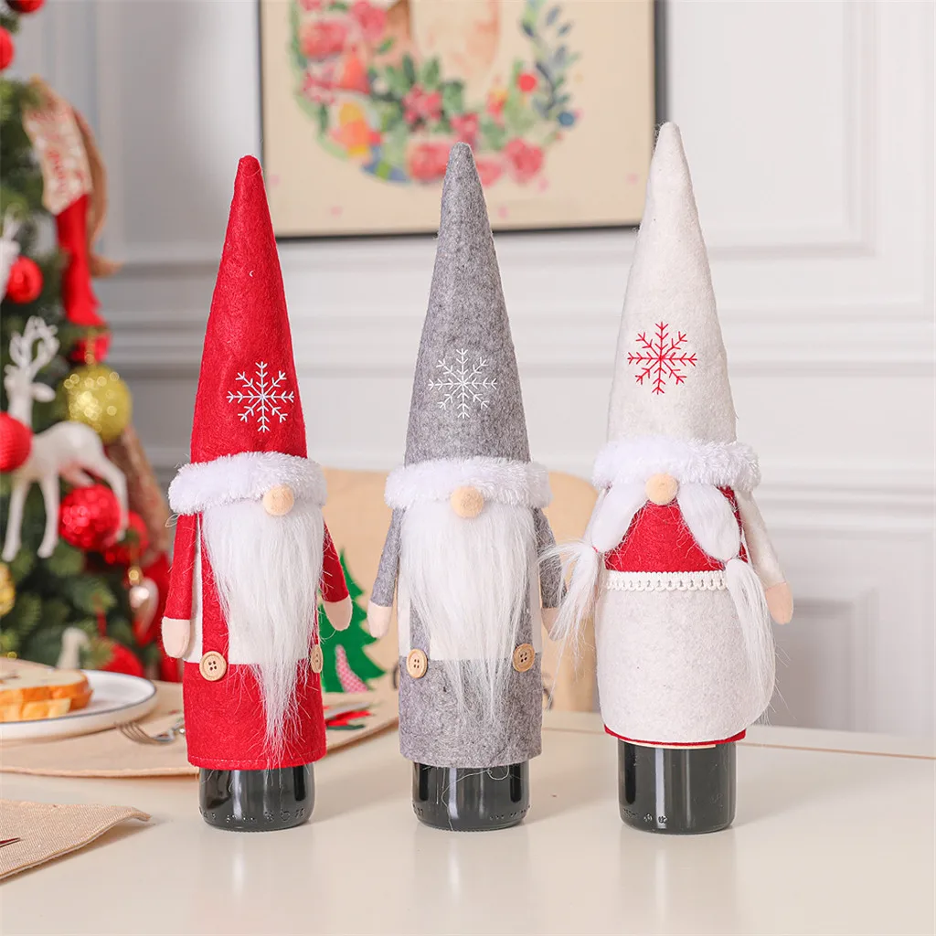 Рождественская шапка кукла без лица набор для винных бутылок чехол