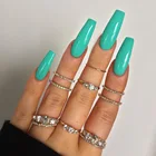24 шт., накладные ногти сине-зеленого цвета
