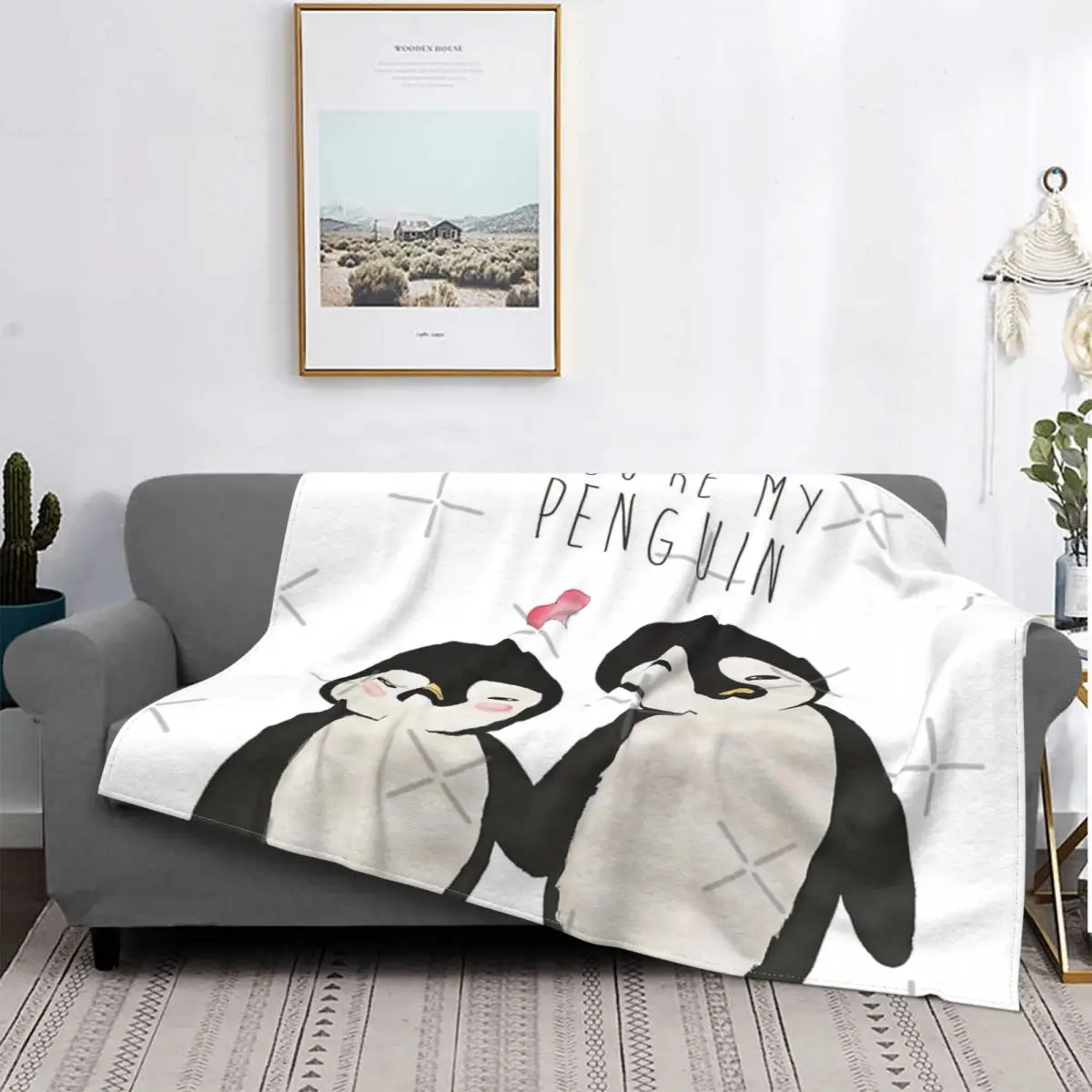 

You'Re My Penguin 2-manta a cuadros para cama, colcha para sofá, manta Kawaii, colchas para cama