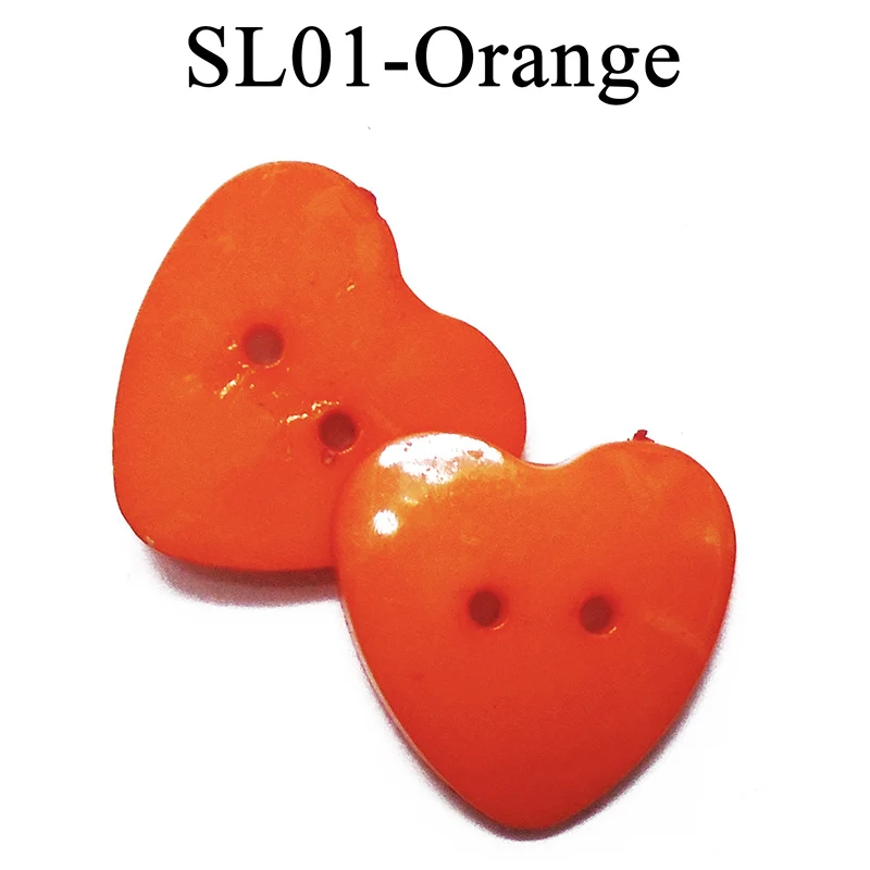 SL01-orange ZIEENE 5 шт.-50 шт Смешанные 12 Цветов, украшенная большим сердечком; Пластик кнопки 25X25 мм Diy Швейные Скрапбукинг для детей ручной работы с 2 отверстиями - Цвет: SL01-orange