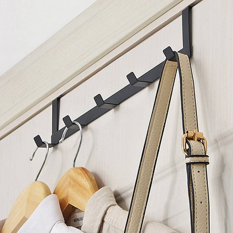 5 Hooks Over-The-Door Hook Holder Metal Hanging Rack For the Door Hanger Suitable Clothes Towels Shoes Hats Caps | Дом и сад