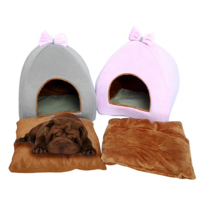 New Arrival Cat House Warm Puppy Bed Yurt Shaped Pet House for Kittens Puppy Short Plush Dog Cage Comfortable Pet Supplies