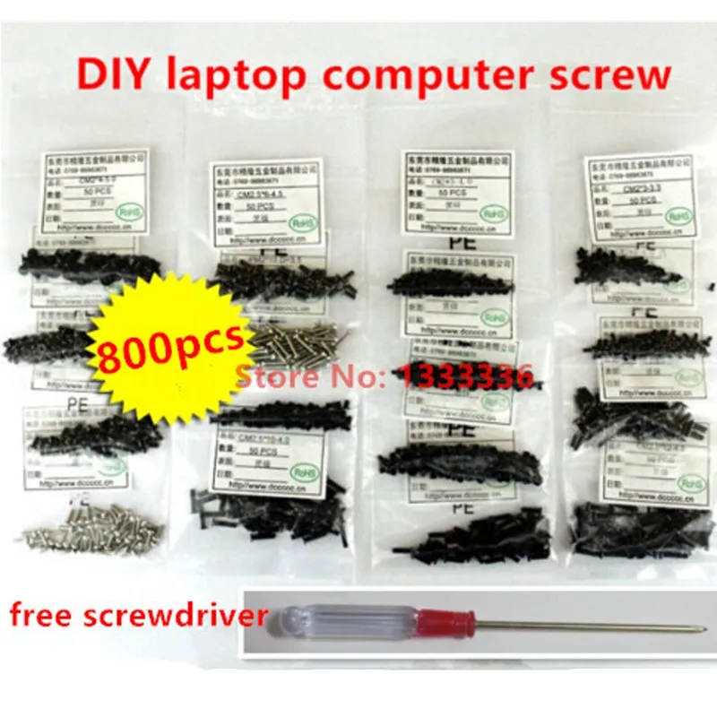 

800pcs Computer screw Assembled Laptop Necessary computer Screw/ Notebook DIY Screw Set Kits with Free Screwdriver