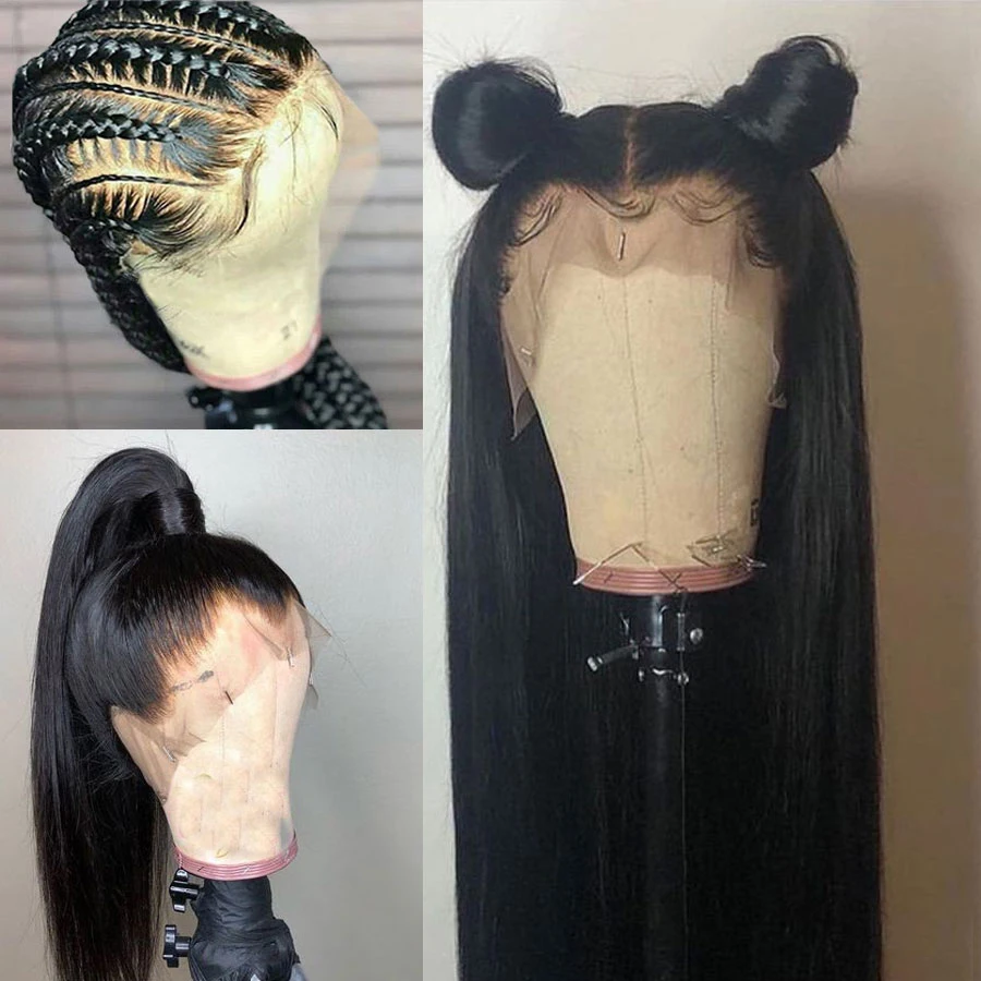 Омбре блонд 60 полный парик шнурка человеческие волосы прямые перуанские