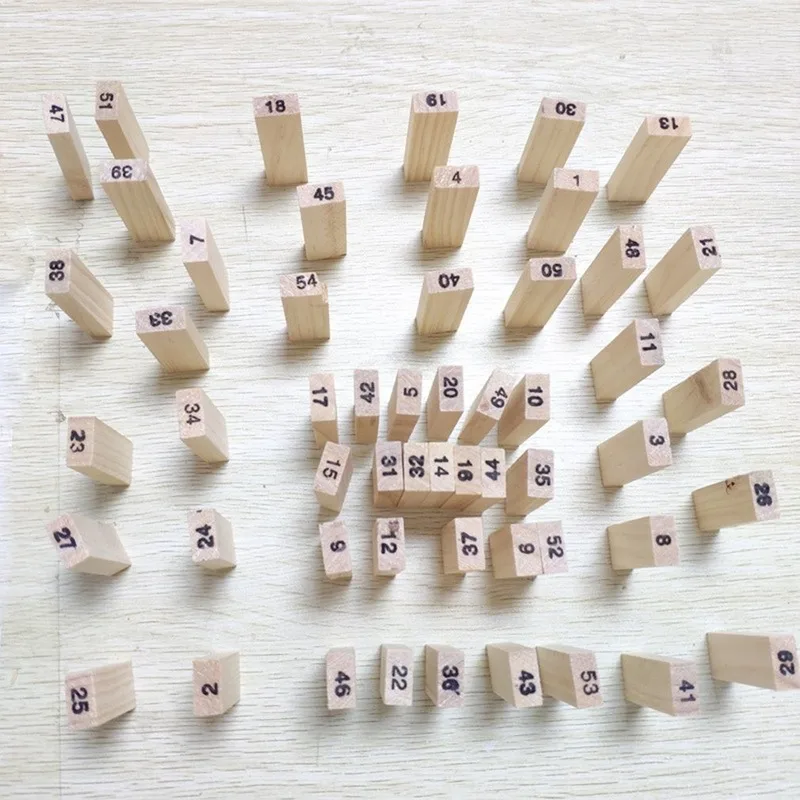 

54 Pieces Log-coloured Digital Children's Stacked Building Blocks Wooden Tumbling Tower Game Family Garden Games Toy