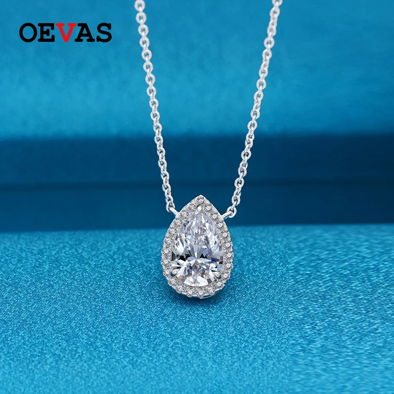 

OEVAS 100% 925 Sterling Silver Pear Cut Created Moissanite Gemstone Diamonds Women Pendant Necklace Fine Jewelry Gifts Wholesale