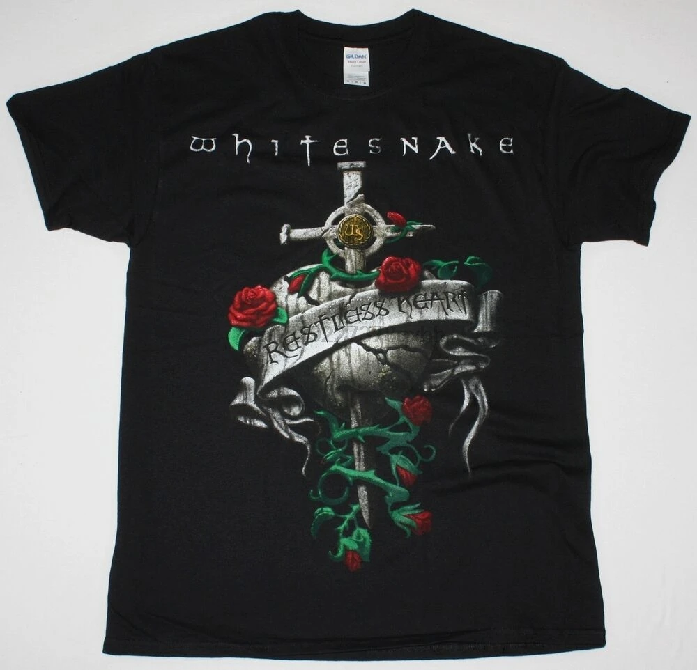 Новая Черная футболка с изображением белого змеи и сердца Давида COVERDALE темно