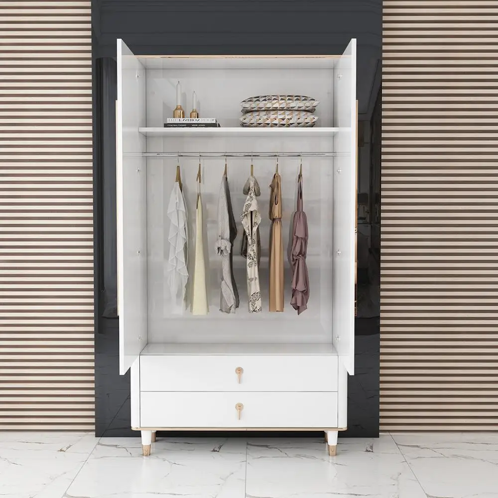 

High quality wardrobe stainless steel leg wardrobe simple economical assembly wood wardrobe storage cabinet