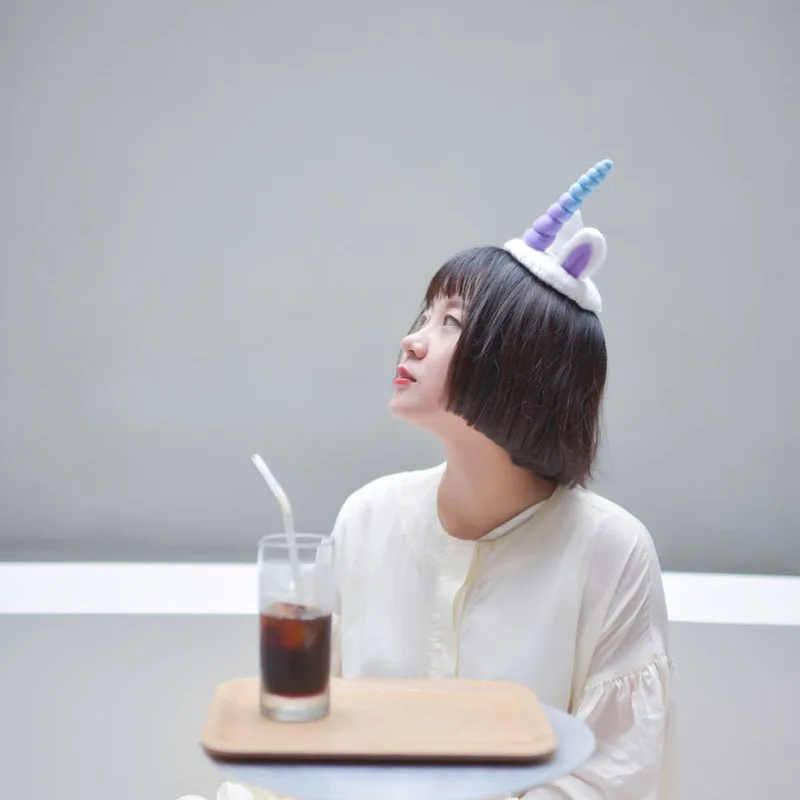 Зажим для волос ручной работы из 100% шерсти с единорогом девочек и женщин |