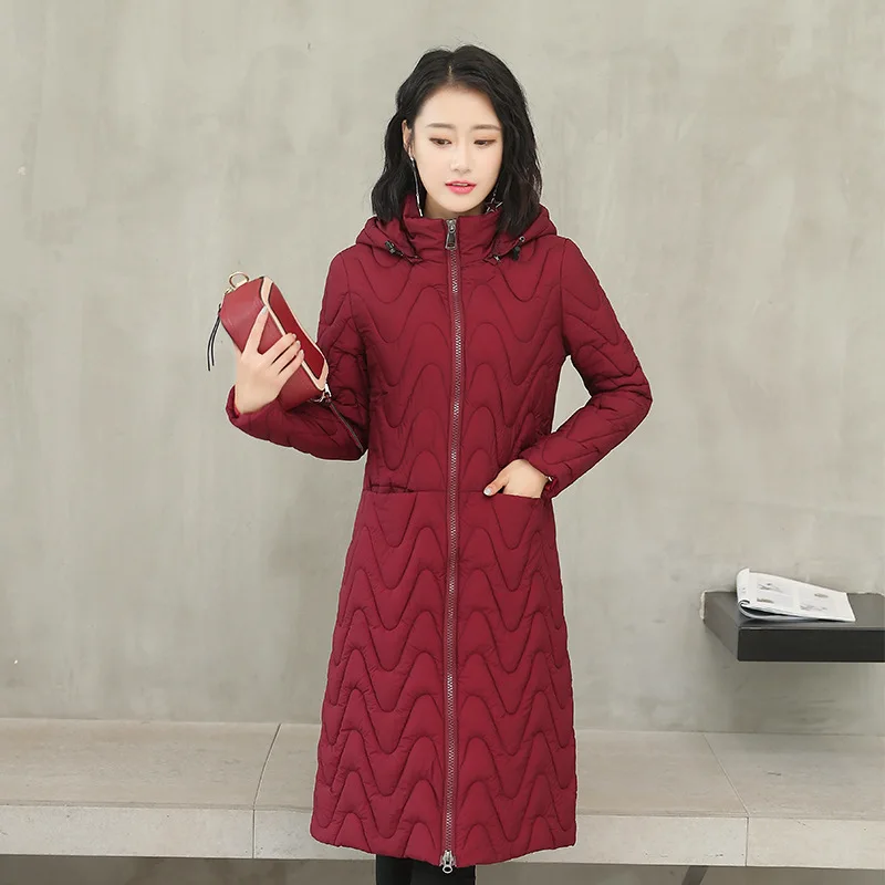 Лидер продаж женская зимняя куртка выше колена новая модная Корейская версия с