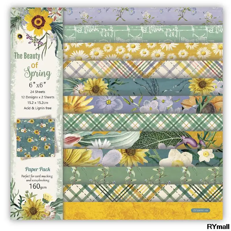 

12pcs/set Sunflower Pattern Creative Scrapbooking Paper Background Pad