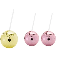 3x disco flash ball cocktail cup flashlight straw wine glass drinking syrup tea bottle gold b rose gold a