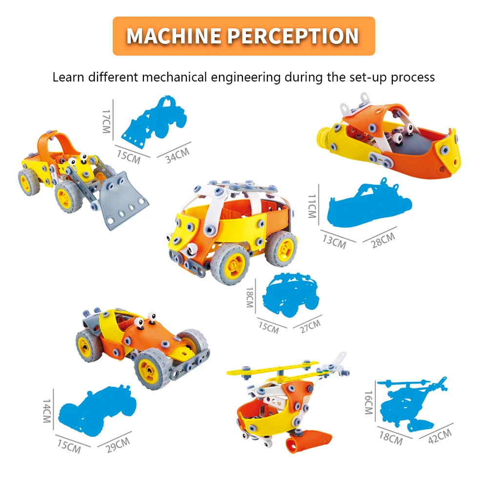 

Radodo 148PCS Educational Construction Engineering Kids Toys 5 In 1 Blocks Set STEM Building Toys Car For Children Gift