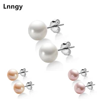 lnngy genuine 925 sterling silver pearl stud earring 100 natural freshwater pearl earring jewelry stud earring for women gifts