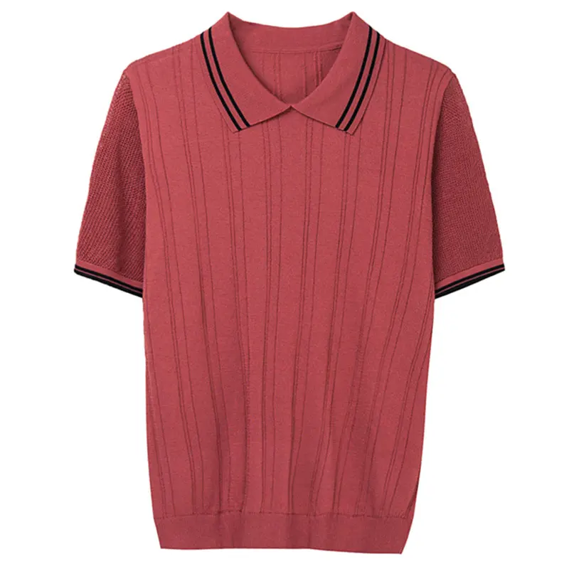 

YISU Thin Women Summer ladies sweater with Polo collar Short sleeve Loose Jumper Female Solid color Casual Knitted Pullover