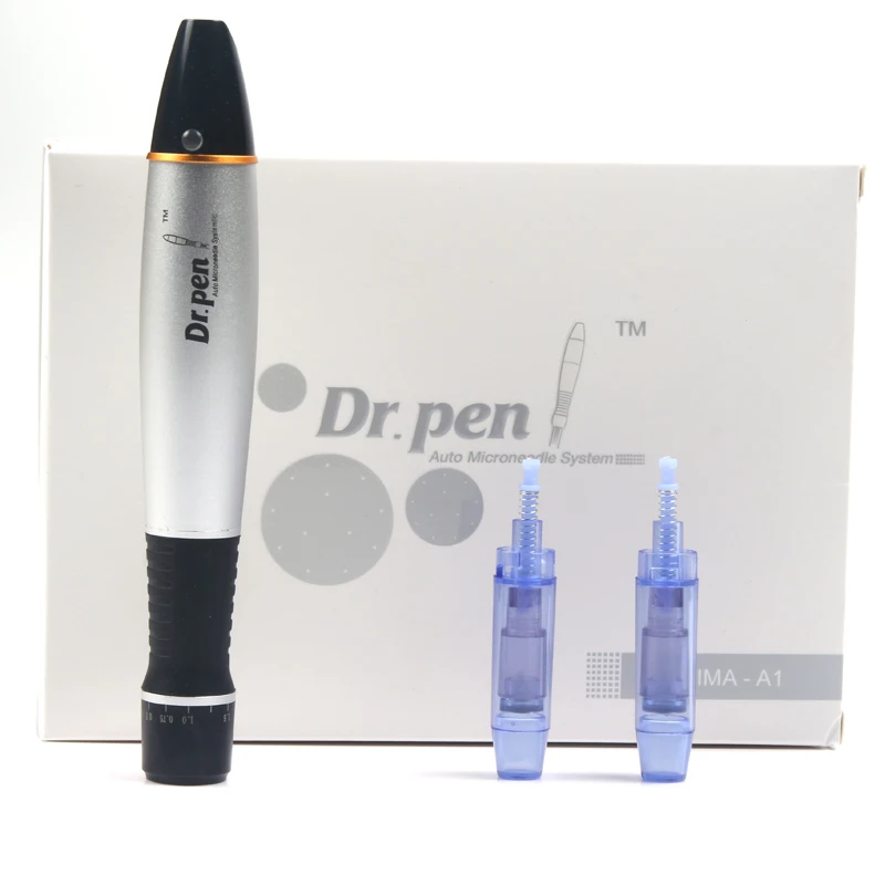 Высокое качество проводной Dr. Pen Ultima A1-C микроиглы мезотерапия авто микро игла машина с 2 шт. байонетный картридж - Color: silver A1-C