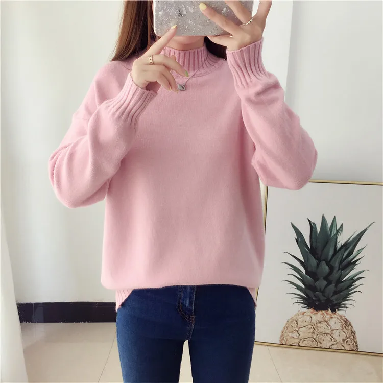 Autumn Winter Women Sweaters Knitting Pullovers Top 2019 Fashion Female Casual Soild Warm Knitted Sweater Woman Jumper | Женская одежда