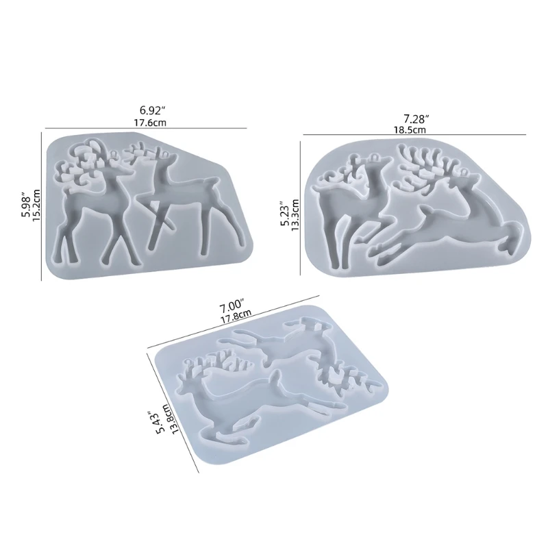 

DIY Christmas Resin Mould Multifunction Handmade Deer Elk Ornament Mold for Xmas Tree Bag Tag Pendants Handicrafts Decor B85D