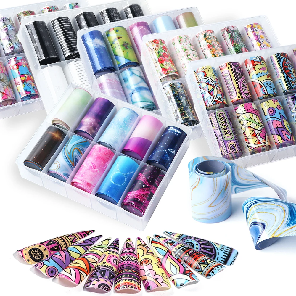 Переводная Фольга для дизайна ногтей набор наклеек звездное небо подсказки