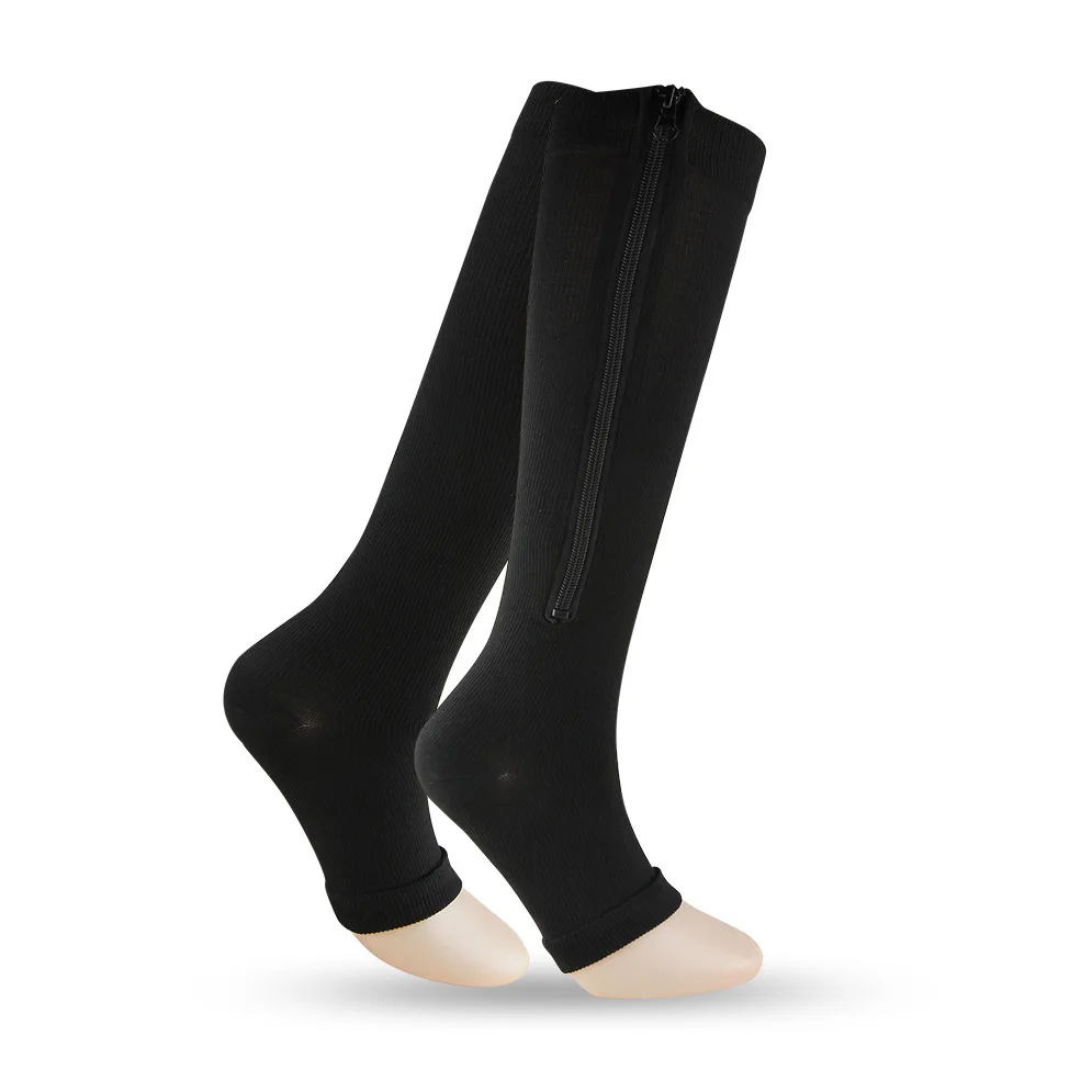 Zipper Elastic Compression Socks 6 Pairs Zipper Socks Sports Compression Socks Men Women Medical Sport Sock Stocking Open Toe