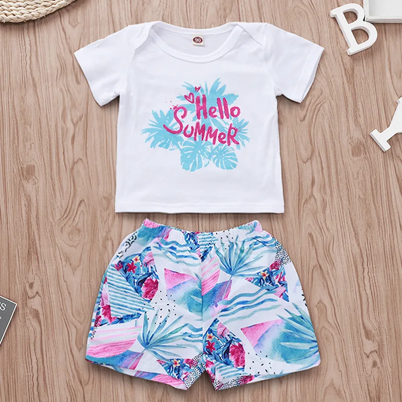 Комплекты шорт для мальчиков с принтом буквы Hello Summer белая футболка короткими