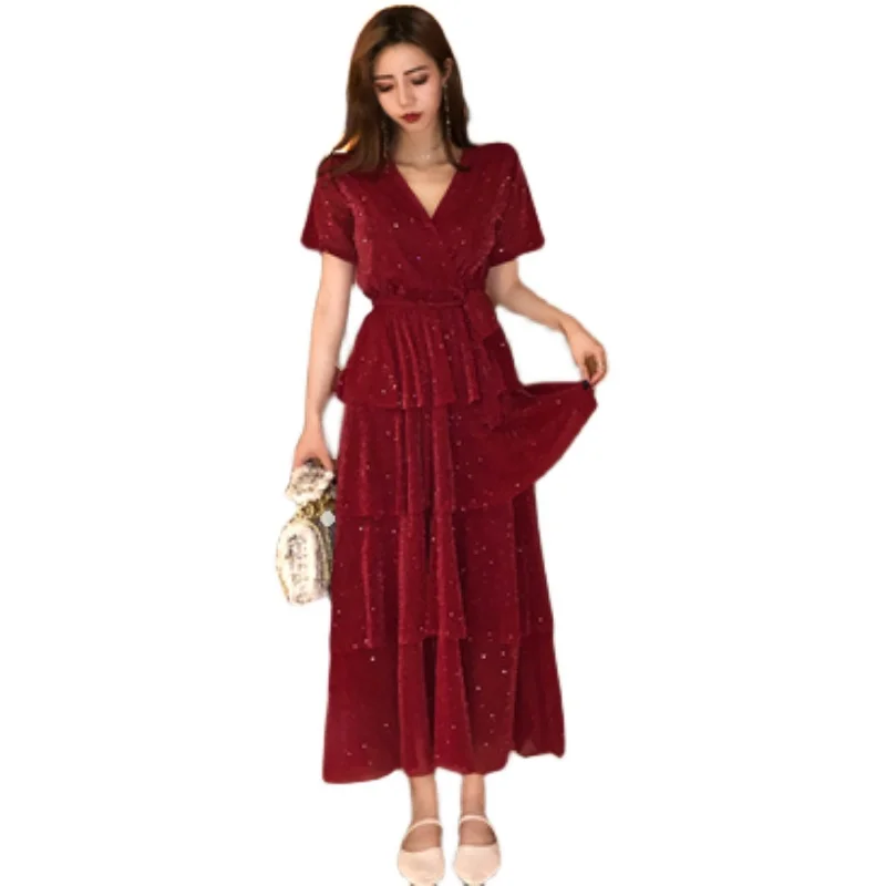 Женская Тюлевая юбка с блестками во французском стиле элегантное приталенное