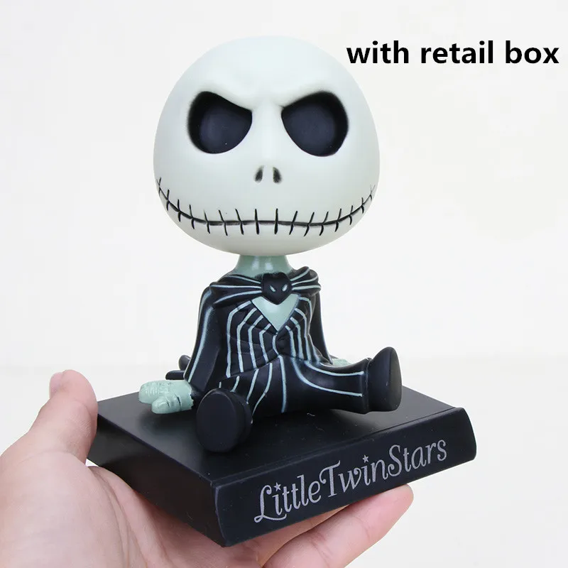 Black suits box 10 см Джек Скеллингтон Тим Бертон Кошмар перед Рождеством Джек качающаяся голова ПВХ фигурка экшн игрушки коллекция куклы Подарки - Цвет: Black suits box