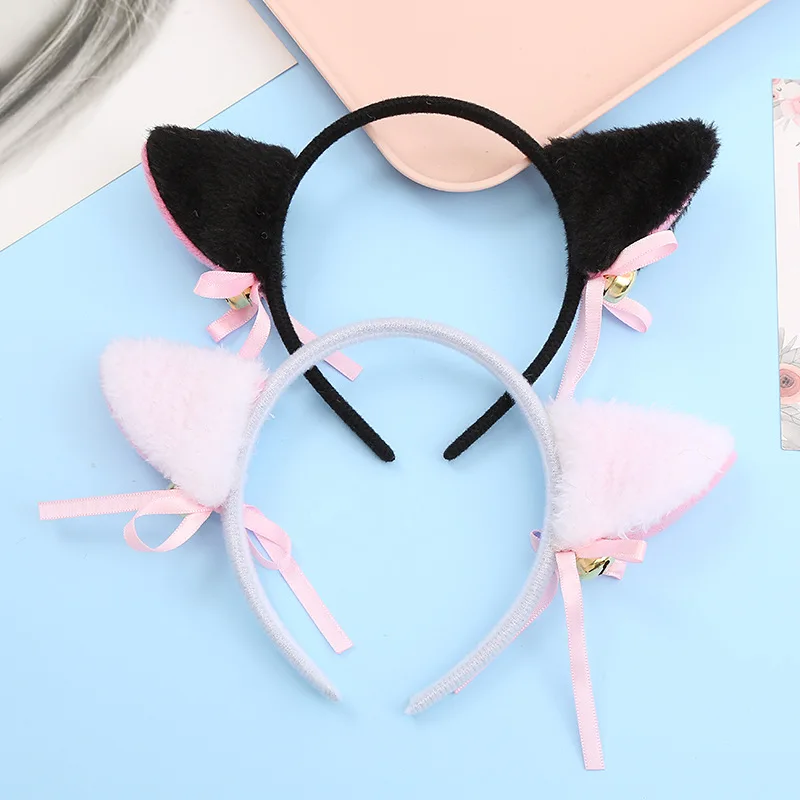 

Милые плюшевые заколки с кошачьими ушками, милые пушистые уши в стиле Лолиты, аниме, заколки с колокольчиками для косплея, аксессуары для во...