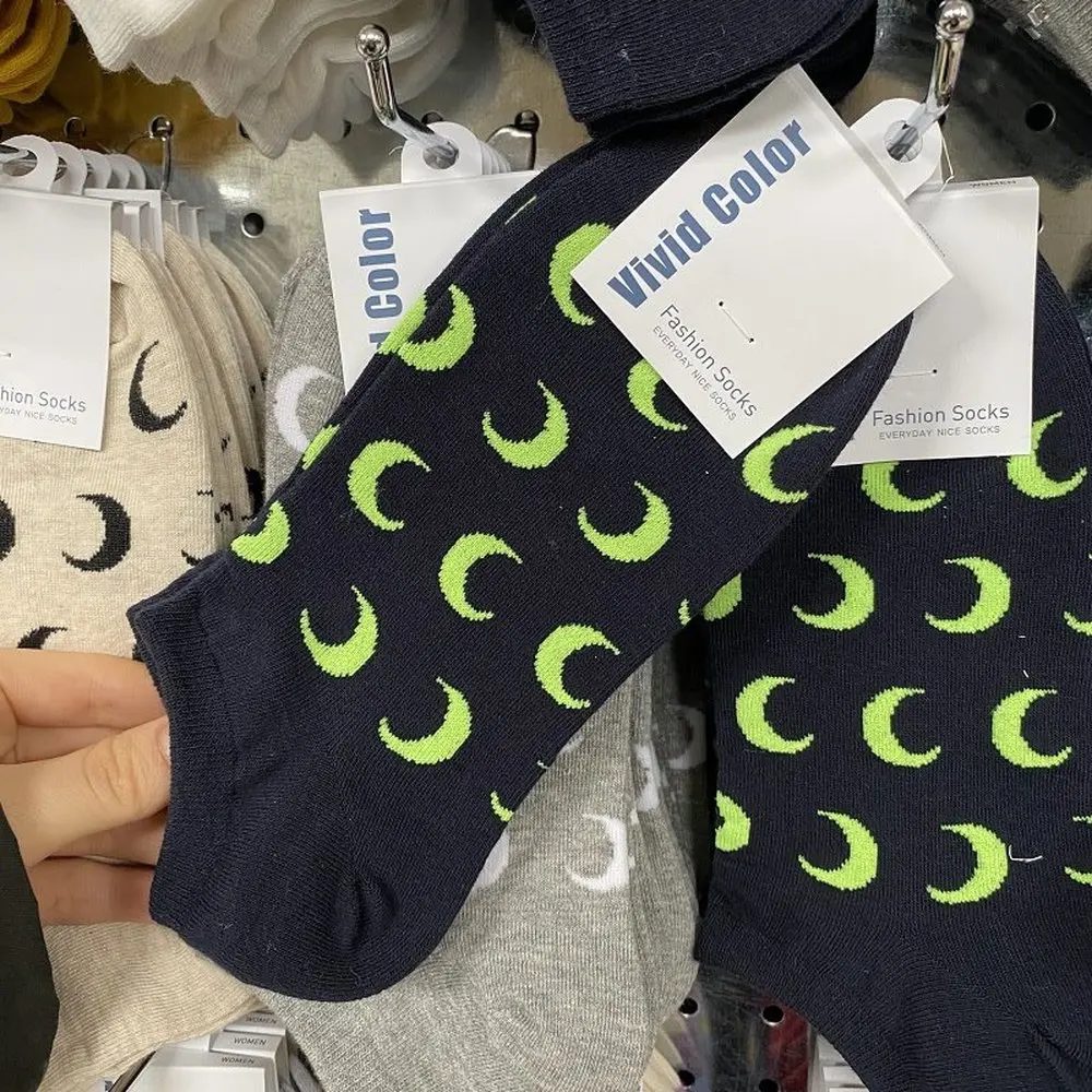 Socks Slippers Crescent Pattern Short Women Cotton Thin Kawaii Summer Funny Ankle Low Hosiery Streetwear | Женская одежда