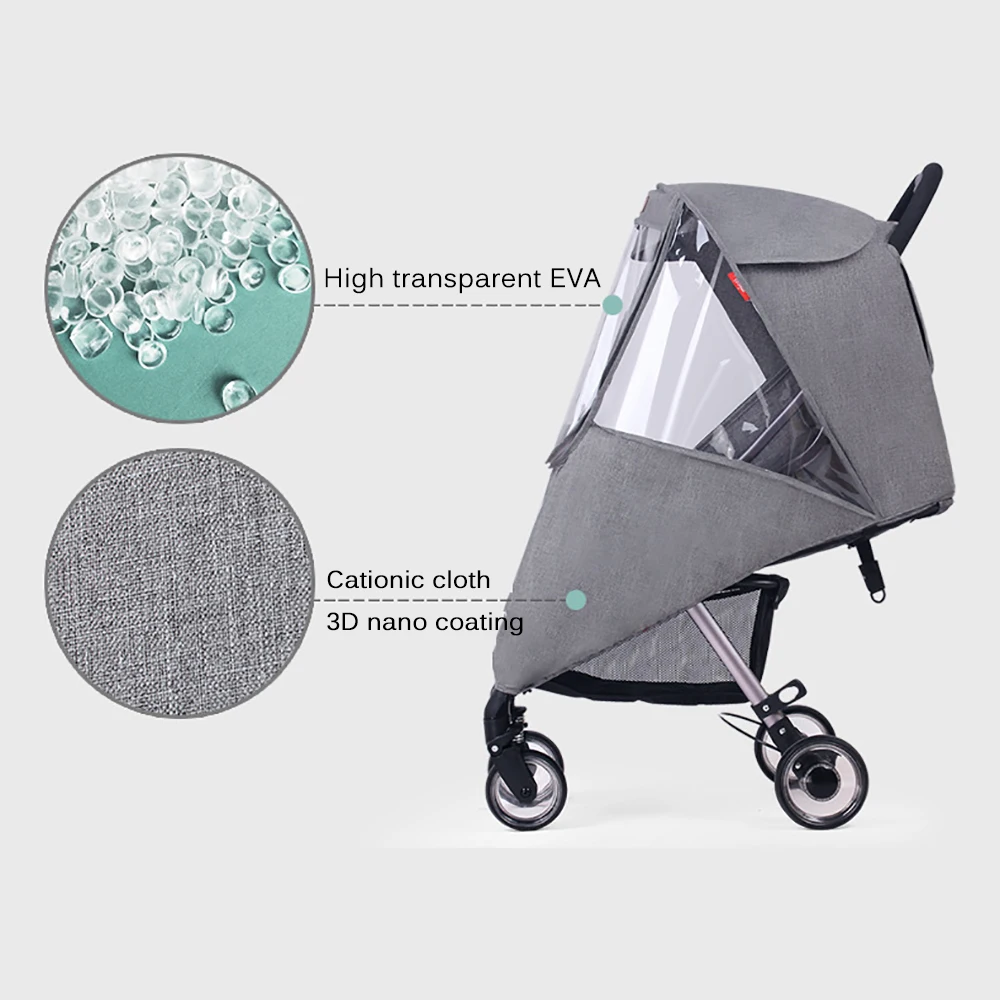 

Baby Stroller Rain Cover Transparent Weather Shield Full-Cover Shield Windows Strollers Breathable Design Stroller Accessories
