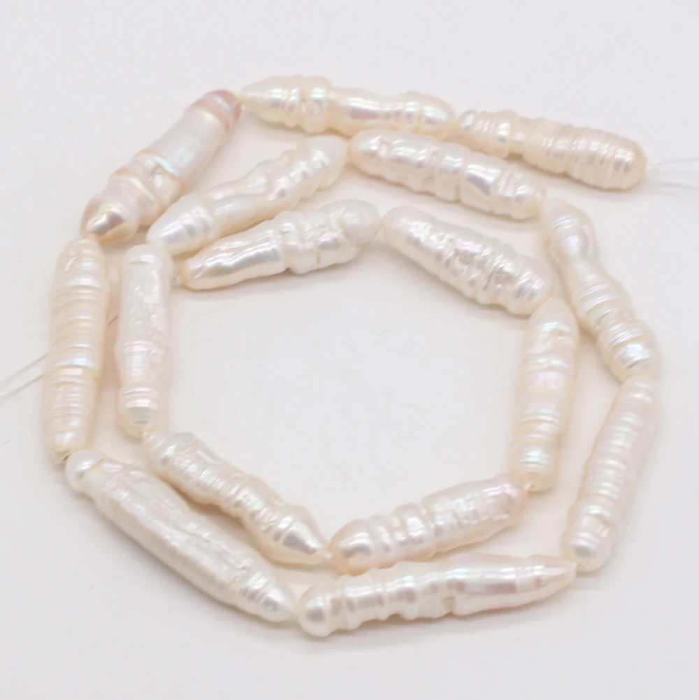 Hot Sale Natural Freshwater Long White Pearl Isolation Beads For Jewelry Making Bracelet Necklace Accessory Size 6x20-7x25mm
