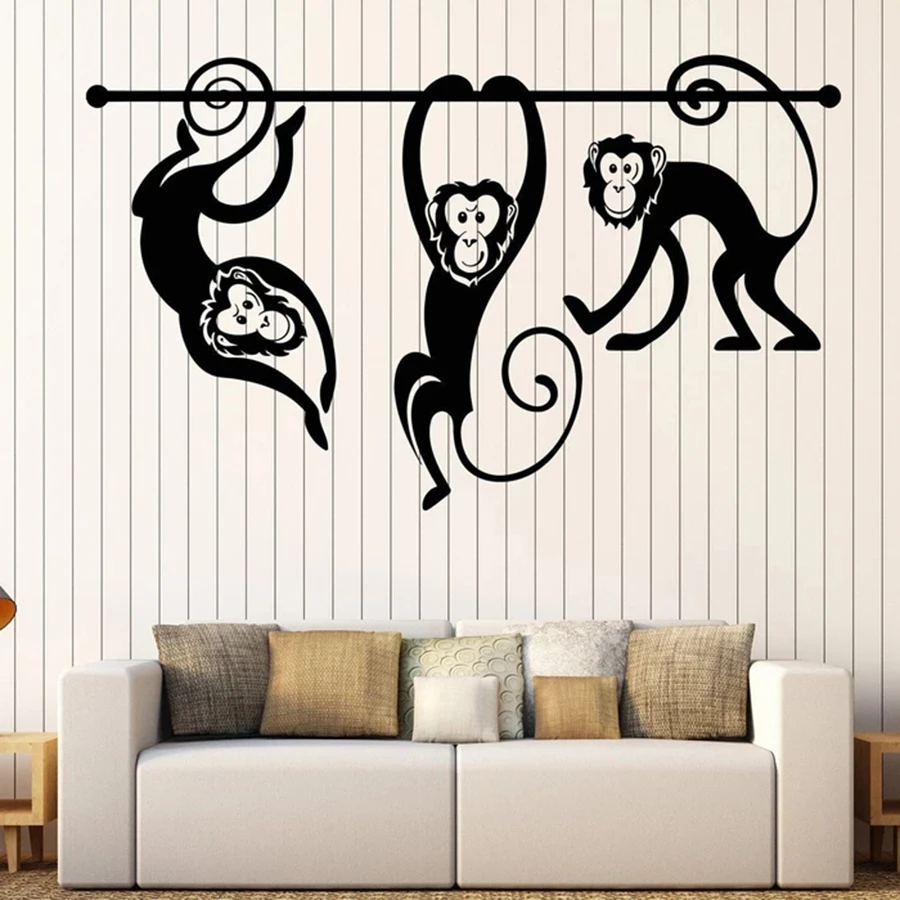 Наклейка на стену в виде обезьяны зоопарк животные детская игровая комната